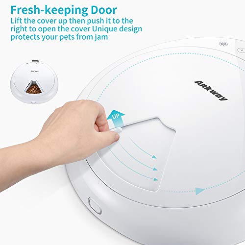 Ankway 6-Meal Automatic Pet Feeders, Dog and Cat Feeder with Programmable Digital Timer and Music, Portion Control & Voice Recording, Dry or Semi-Moist Puppy Kitten Bunny Food Dispenser - Image 6