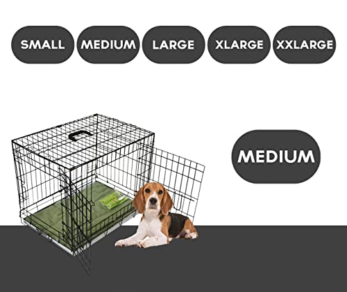 BUNNY BUSINESS Metal Dog Crate 2 Doors with Bedding and Lint Rollers, Medium, 30-inch, Black - Image 3