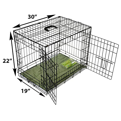 BUNNY BUSINESS Metal Dog Crate 2 Doors with Bedding and Lint Rollers, Medium, 30-inch, Black - Image 4