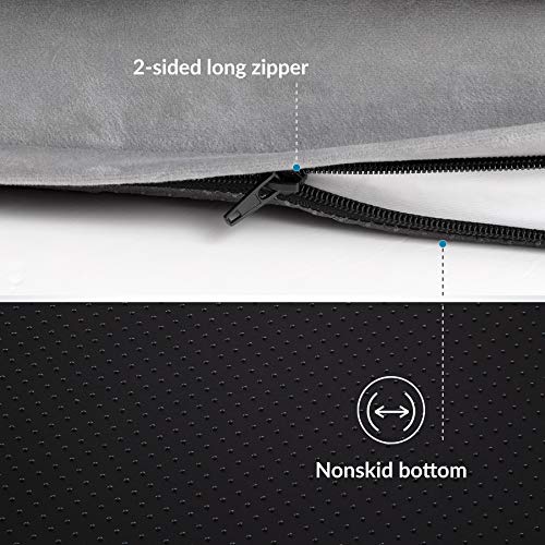 Bedsure Medium Dog Sofa Bed - Washable Orthopedic Dog Beds and Couch with Removable Flannel Zipper Cover, Puppy Beds for Small Dogs, Grey, 71x58x16cm, Seat Size: 48x47cm - Image 5