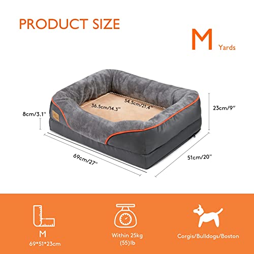 Medium Memory Foam Dog Bed: Orthopedic Waterproof Pet Sofa Beds Washable - Bolster Puppy Cushion Mat with Pillow and Removable Cover for Small Dogs Cats M(69x51cm) - Image 7