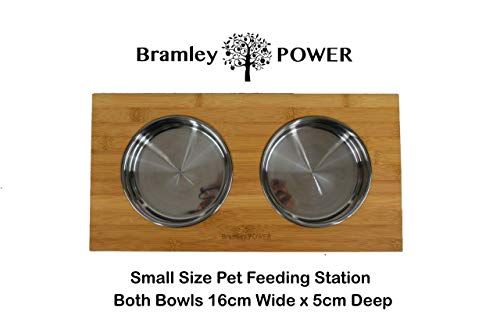 Bramley Power Elevated Adjustable Height Raised Bamboo Dog Pet Feeding Station Stand Bowls - Image 5