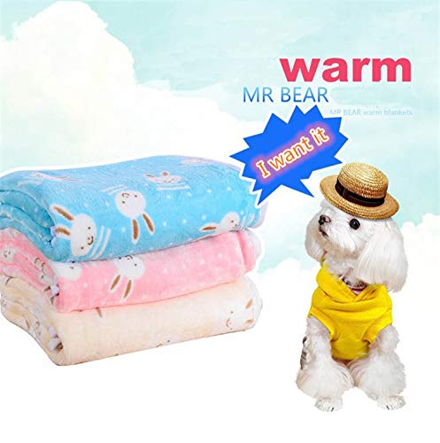 Cute Rabbit Elephant Pattern Coral Fleece Pet Sleep Warm Dog Cat Puppy Ultra Soft Blanket Towl Pet Beds Cover Mat S M L Size - Image 3