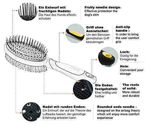 DELE Dog Brush, Ball Point Pin and Bristle Brush Double Sided Pet Grooming Comb Brush for Sensitive Skin Dogs and Cats and Horses with Short Medium Long Hair - Image 4
