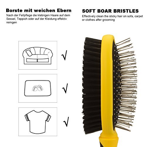 DELE Dog Brush, Ball Point Pin and Bristle Brush Double Sided Pet Grooming Comb Brush for Sensitive Skin Dogs and Cats and Horses with Short Medium Long Hair - Image 6