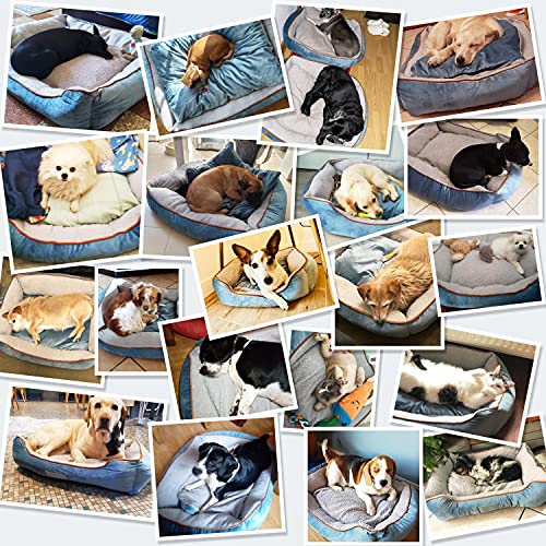 Docatgo Dog Bed,Pet Bed with Reversible Cushion, Dog Basket,Anti Anxiety,Calming Cat Bed for indoor,Bed pillows for dogs,80 X 60 X 20 CM Rectangle,Machine Washable Comfort Bed for Medium Large Dog(L) - Image 3