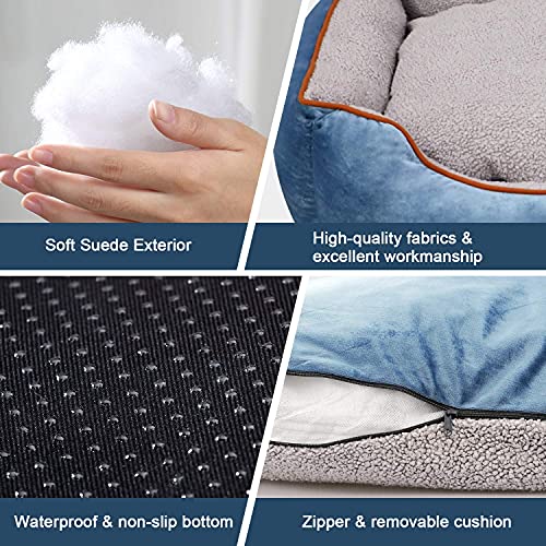 Docatgo Dog Bed,Pet Bed with Reversible Cushion, Dog Basket,Anti Anxiety,Calming Cat Bed for indoor,Bed pillows for dogs,80 X 60 X 20 CM Rectangle,Machine Washable Comfort Bed for Medium Large Dog(L) - Image 5