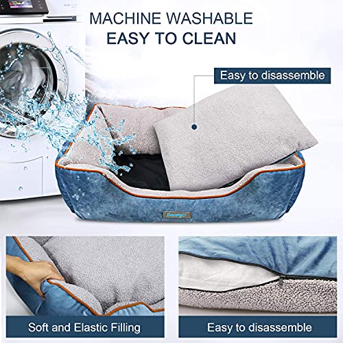 Docatgo Dog Bed,Pet Bed with Reversible Cushion, Dog Basket,Anti Anxiety,Calming Cat Bed for indoor,Bed pillows for dogs,80 X 60 X 20 CM Rectangle,Machine Washable Comfort Bed for Medium Large Dog(L) - Image 6