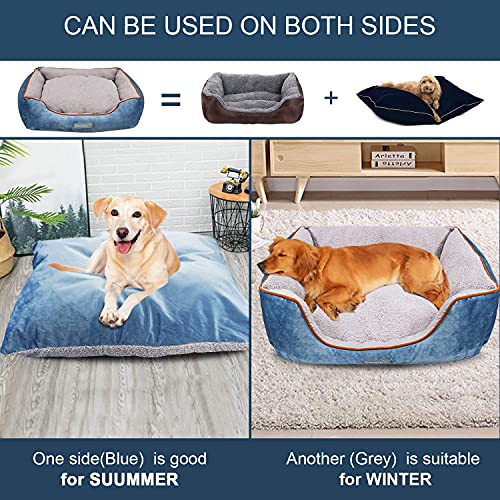 Docatgo Dog Bed,Pet Bed with Reversible Cushion, Dog Basket,Anti Anxiety,Calming Cat Bed for indoor,Bed pillows for dogs,80 X 60 X 20 CM Rectangle,Machine Washable Comfort Bed for Medium Large Dog(L) - Image 7