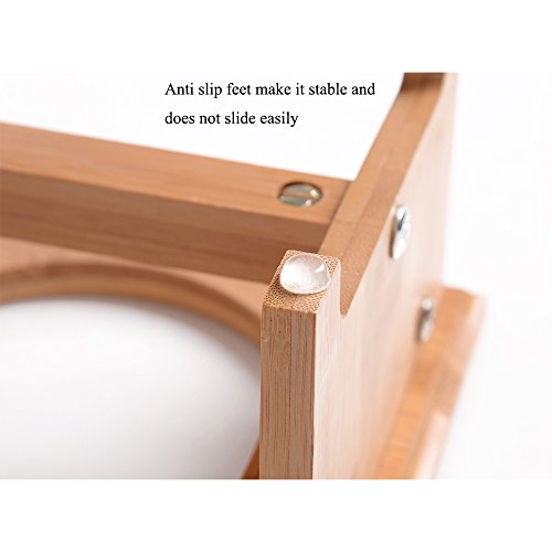 FOREYY Raised Dog Bowls for Cats and Dogs - Bamboo Elevated Dog Cat Food and Water Bowls Stands Feeder Dishes with 2 Stainless Steel Bowls and Anti Slip Feet - Image 5