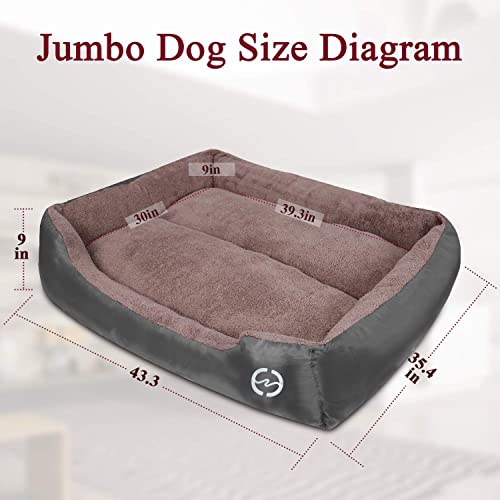 FRISTONE Dog Beds Large Washable Pet Basket Comfortable Kennel Bed for Large Dogs Deluxe Fleece Cushion Blanket XXXL Grey - Image 3