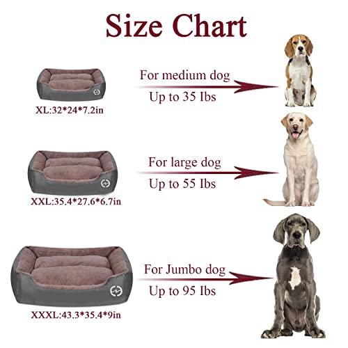 FRISTONE Dog Beds Large Washable Pet Basket Comfortable Kennel Bed for Large Dogs Deluxe Fleece Cushion Blanket XXXL Grey - Image 5