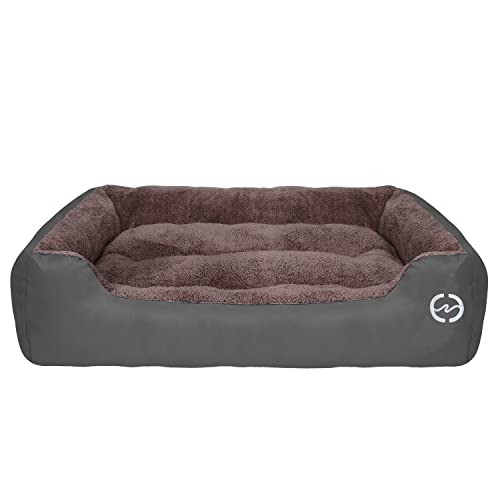FRISTONE Dog Beds Large Washable Pet Basket Comfortable Kennel Bed for Large Dogs Deluxe Fleece Cushion Blanket XXXL Grey - Image 7