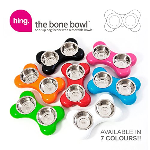 Hing Designs The Bone Bowl with Non Slip Rubber Feet and Dishwasher Safe Removable Stainless Steel Bowls, Blue - Image 5