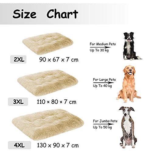 Mirkoo Dog Bed Long Plush Pet Bed, Comfortable Faux Fur Washable Crate Mat with Anti-Slip Backing for Jumbo Large Medium Dogs - Image 4