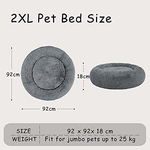 Mirkoo Dog Beds Calming Donut Pet Bed Washable Anti Anxiety Faux Fur Pet Bed, Round Fluffy Plush Dog Bed for Large Medium Small Dogs (L/XL/XXL/XXXL) - Image 3