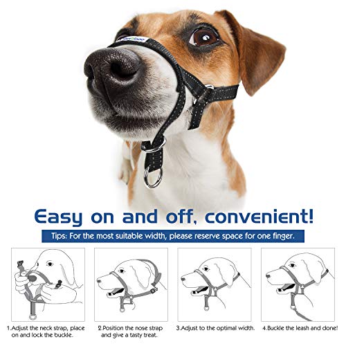 Pawaboo Dog Mouth Muzzle, Pet Dog Nylon Reflective Adjustable Loop Bite Bark Control Easy Fit Dog Mouth Muzzle. - Image 6