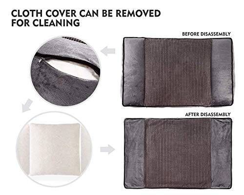 Pecute Large Dog Bed(102x69cm), Shredded 20 cm Memory Foam Orthopaedic Pet Bed for Good Support,Warm Plush & Cool Silk Double Sided Design Four Seasons Available,Removable Cover Washable Easy to Clean - Image 3