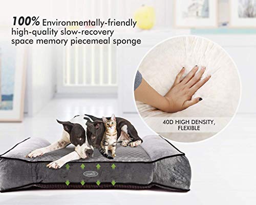 Pecute Large Dog Bed(102x69cm), Shredded 20 cm Memory Foam Orthopaedic Pet Bed for Good Support,Warm Plush & Cool Silk Double Sided Design Four Seasons Available,Removable Cover Washable Easy to Clean - Image 4