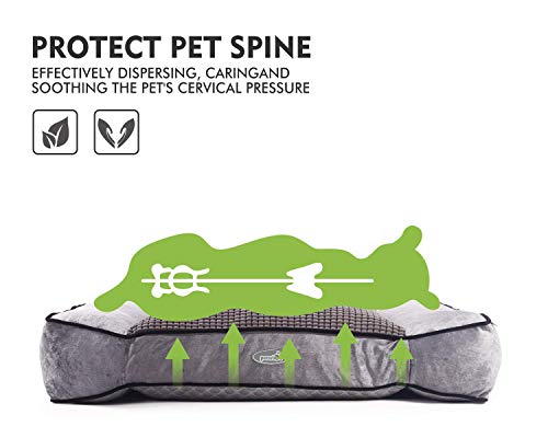 Pecute Large Dog Bed(102x69cm), Shredded 20 cm Memory Foam Orthopaedic Pet Bed for Good Support,Warm Plush & Cool Silk Double Sided Design Four Seasons Available,Removable Cover Washable Easy to Clean - Image 5