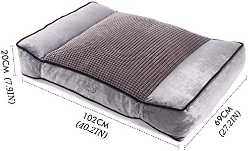 Pecute Large Dog Bed(102x69cm), Shredded 20 cm Memory Foam Orthopaedic Pet Bed for Good Support,Warm Plush & Cool Silk Double Sided Design Four Seasons Available,Removable Cover Washable Easy to Clean - Image 6