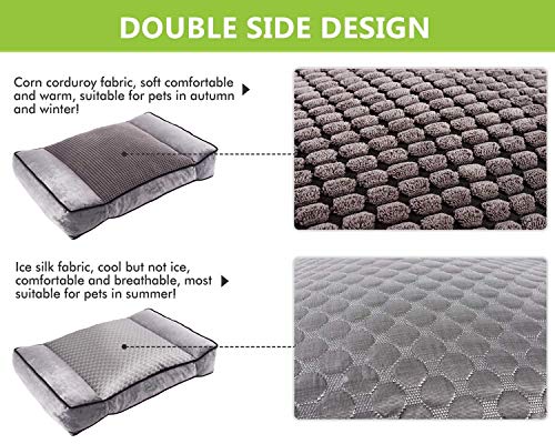Pecute Large Dog Bed(102x69cm), Shredded 20 cm Memory Foam Orthopaedic Pet Bed for Good Support,Warm Plush & Cool Silk Double Sided Design Four Seasons Available,Removable Cover Washable Easy to Clean - Image 7