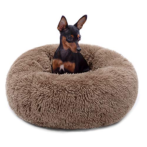 Plush Donut Pet Bed,Dog Cat Round Warm Cuddler Kennel Soft Puppy Sofa, Cat Cushion Bed Sleeping Bag Orthopedic Relief and Improved Sleep,Anti-Slip Bottom,Machine Washable - Image 3