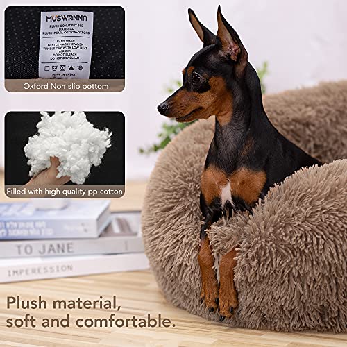 Plush Donut Pet Bed,Dog Cat Round Warm Cuddler Kennel Soft Puppy Sofa, Cat Cushion Bed Sleeping Bag Orthopedic Relief and Improved Sleep,Anti-Slip Bottom,Machine Washable - Image 4