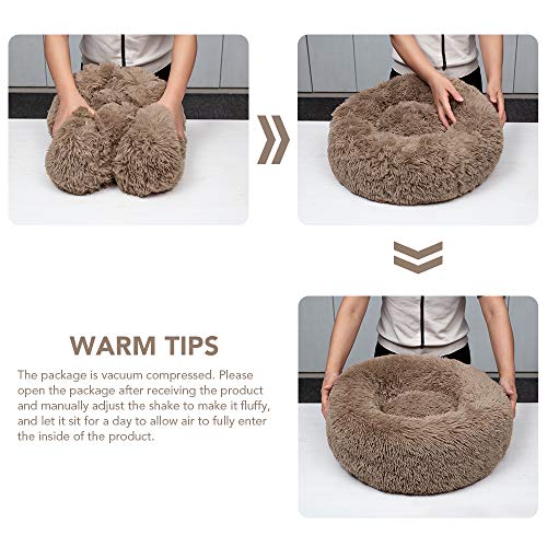Plush Donut Pet Bed,Dog Cat Round Warm Cuddler Kennel Soft Puppy Sofa, Cat Cushion Bed Sleeping Bag Orthopedic Relief and Improved Sleep,Anti-Slip Bottom,Machine Washable - Image 6