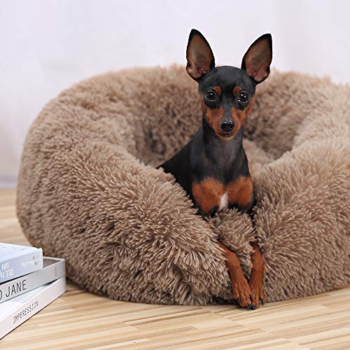 Plush Donut Pet Bed,Dog Cat Round Warm Cuddler Kennel Soft Puppy Sofa, Cat Cushion Bed Sleeping Bag Orthopedic Relief and Improved Sleep,Anti-Slip Bottom,Machine Washable - Image 7