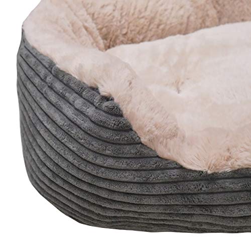 Rosewood Grey Jumbo Cord/Plush Oval Dog Bed, Medium - Image 4
