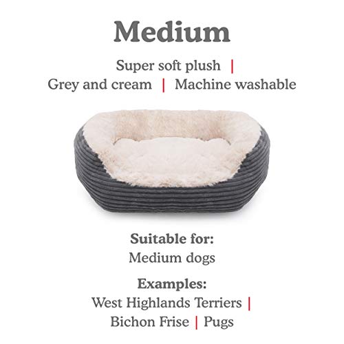 Rosewood Grey Jumbo Cord/Plush Oval Dog Bed, Medium - Image 6