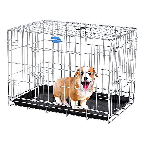 SONGMICS Dog Puppy Cage Foldable Metal Pet Carrier 2 Doors with Tray 24" 30'' 36" 42'' 48'' (Alternative colors) - Image 3