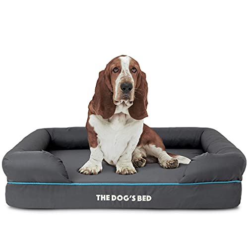 The Dog’s Bed, Premium Orthopaedic Memory Foam Waterproof Dog Bed, Large Grey with Blue Trim, Eases Pet Arthritis & Hip Dysplasia Pain, Therapeutic & Supportive, Washable Quality Oxford Fabric Cover - Image 4