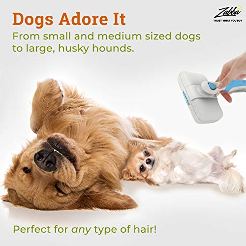 The PRO Quality Dog Brush Is The Perfect SLICKER BRUSH For Dogs - It's Patented Ergonomic Design Makes Dog Grooming Quicker & Easier - The Unique Self Cleaning Slicker Brush Removes Those Mats And Tangles And Is So Comfortable Your Dog Will Love Being Brushed - 5 Year 100% Money Back Guarantee - THE BEST Slicker Brush For All Your Pet Grooming Needs - Image 5