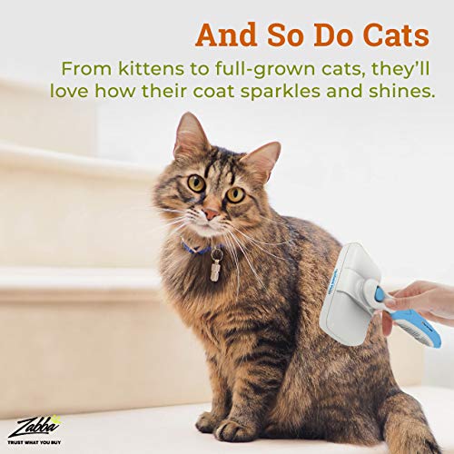 The PRO Quality Dog Brush Is The Perfect SLICKER BRUSH For Dogs - It's Patented Ergonomic Design Makes Dog Grooming Quicker & Easier - The Unique Self Cleaning Slicker Brush Removes Those Mats And Tangles And Is So Comfortable Your Dog Will Love Being Brushed - 5 Year 100% Money Back Guarantee - THE BEST Slicker Brush For All Your Pet Grooming Needs - Image 6