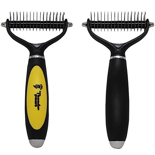 Thunderpaws Pet Dematting Rake - Ergonomic De-matting Comb for Dogs and Cats - Remove Mats and Tangles Coats Safely With Rounded End Blades and Extra Wide Head - Image 3