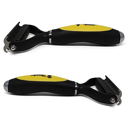 Thunderpaws Pet Dematting Rake - Ergonomic De-matting Comb for Dogs and Cats - Remove Mats and Tangles Coats Safely With Rounded End Blades and Extra Wide Head - Image 4