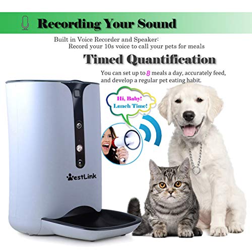 WESTLINK WiFi Automatic Dog and Cat Feeder Electric Auto Pet Food Dispenser with Smart APP Wireless Remote Control, Two Way Video & Audio, HD 720P Camera & Timed Programmable, White with Black - Image 4