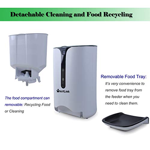 WESTLINK WiFi Automatic Dog and Cat Feeder Electric Auto Pet Food Dispenser with Smart APP Wireless Remote Control, Two Way Video & Audio, HD 720P Camera & Timed Programmable, White with Black - Image 6