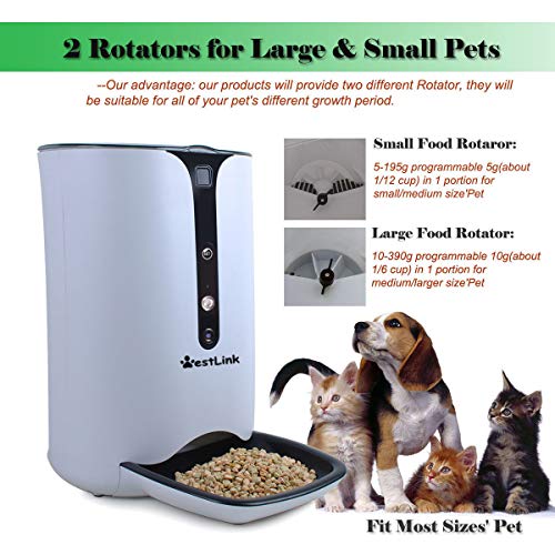 WESTLINK WiFi Automatic Dog and Cat Feeder Electric Auto Pet Food Dispenser with Smart APP Wireless Remote Control, Two Way Video & Audio, HD 720P Camera & Timed Programmable, White with Black - Image 7
