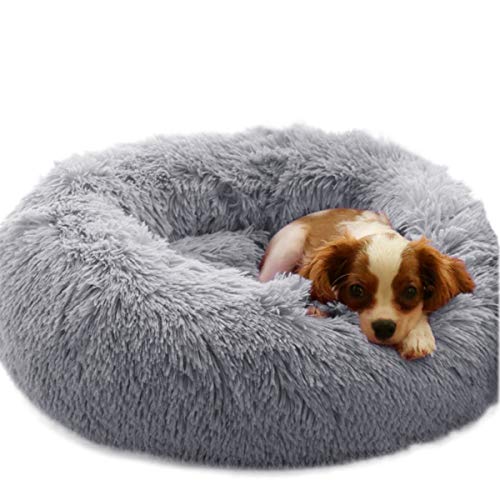 Warm Fluffy Extra Large Dog Beds, Washable Round Calming Fur Donut Cuddler Pet Bed for Large Extra Large Dog (XL-100cm,Light grey) - Image 3