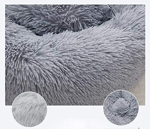 Warm Fluffy Extra Large Dog Beds, Washable Round Calming Fur Donut Cuddler Pet Bed for Large Extra Large Dog (XL-100cm,Light grey) - Image 4