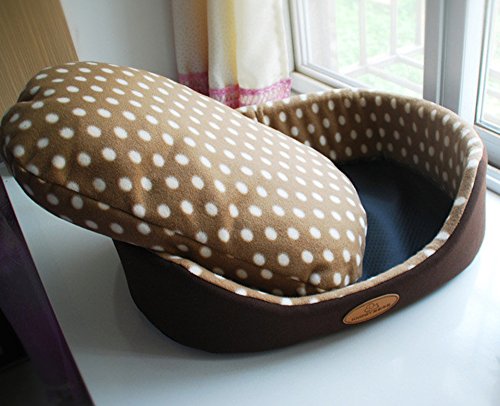 Weare Home Round Washable Dot Pattern Pet Beds for Dogs Warm House with a Removable Cushion - Image 3