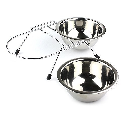 eBuyGB Stainless Steel Double Dog/Pet Bowl Food Water With Raised Stand - Image 3