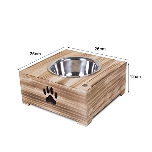 green leaves Dog Food Feeding Stand Station Stainless Double Raised Bowls Wooden Crate - Image 3