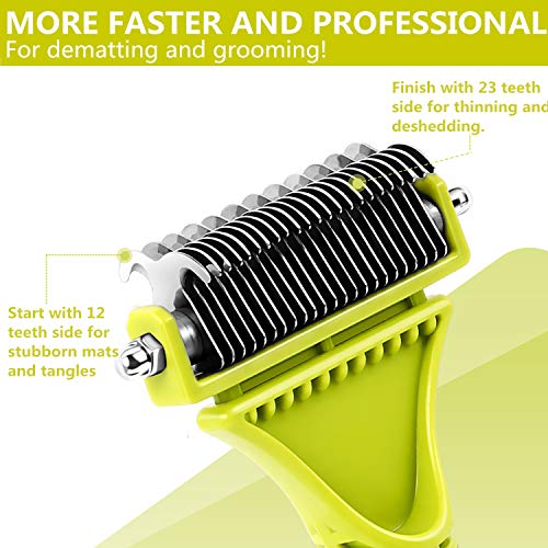 Pecute Dog Brush, Cat Brush for Grooming, Double Sided Blade Dog Rake with Dog Comb, Dog Under Coat Rake Removes Loose Undercoat, Knots, Mats, Dog Grooming Kits, Dog Hair Brush - Image 3