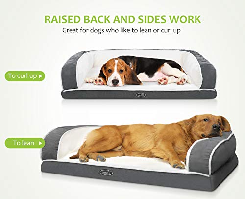 pecute Orthopedic Sofa Bed (XL 101 * 66 * 20 cm), Egg Crate Memory Foam Pet Couch Beds with 3 Sides Bolster for Good Support, Removable Washable Cover, Non Slip Base, Ideal for Medium Large Dogs - Image 3