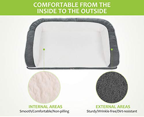 pecute Orthopedic Sofa Bed (XL 101 * 66 * 20 cm), Egg Crate Memory Foam Pet Couch Beds with 3 Sides Bolster for Good Support, Removable Washable Cover, Non Slip Base, Ideal for Medium Large Dogs - Image 5