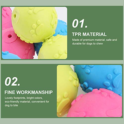 Balacoo Puppy Dog Chew Ball Toys Durable Rubber Teeth Cleaning Squeaky Balls Toy Set for Small Medium Dogs 6Pcs Random Color - Image 5